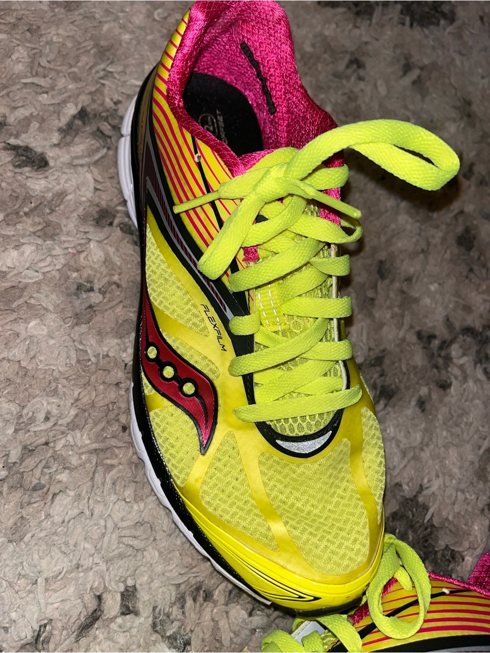 Saucony Neon Yellow and Pink Women's Athletic Running Shoes - Picture 2 of 8